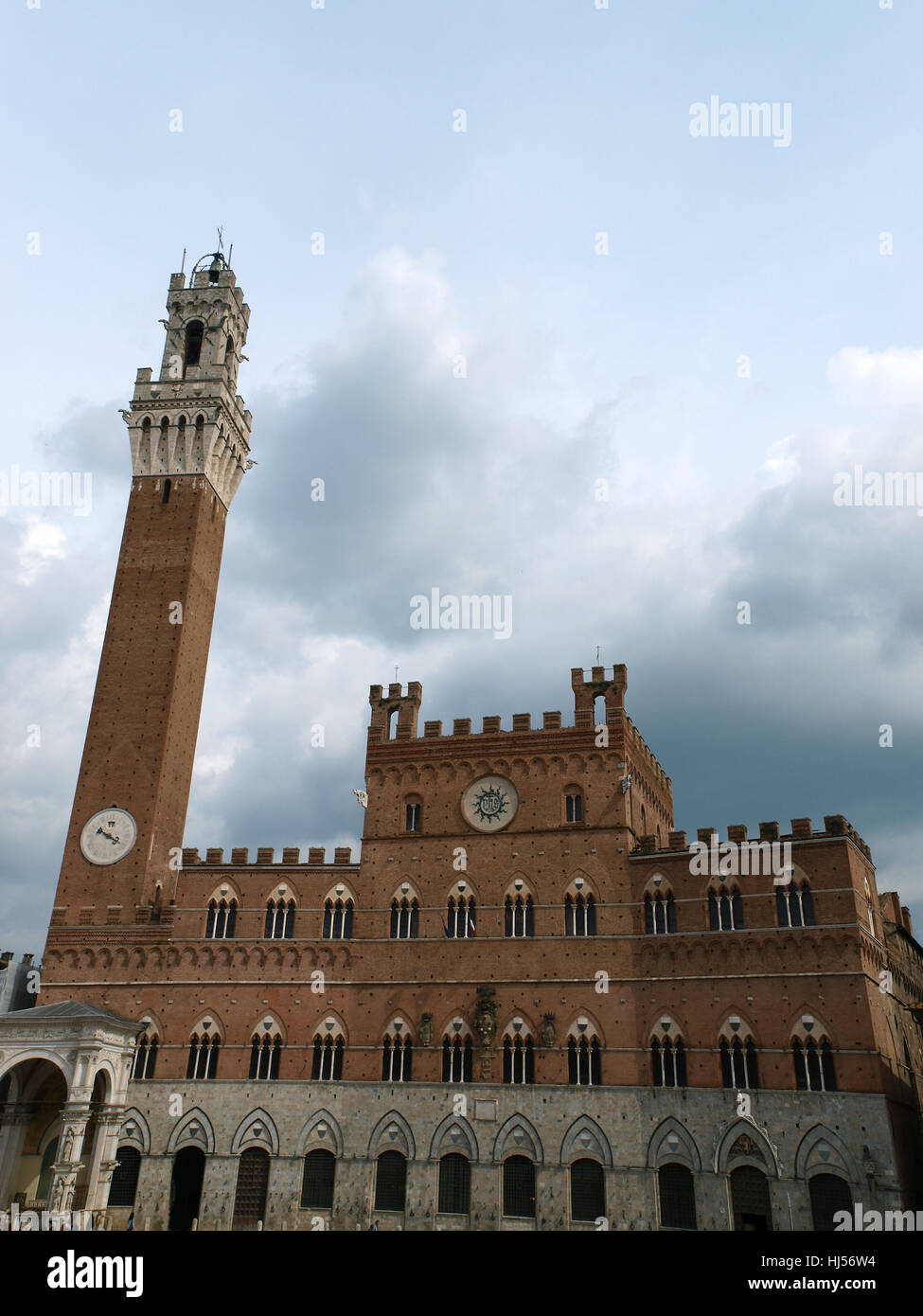 tuscany, italy, clock, tuscany, town hall, square, facade, brick, style ...