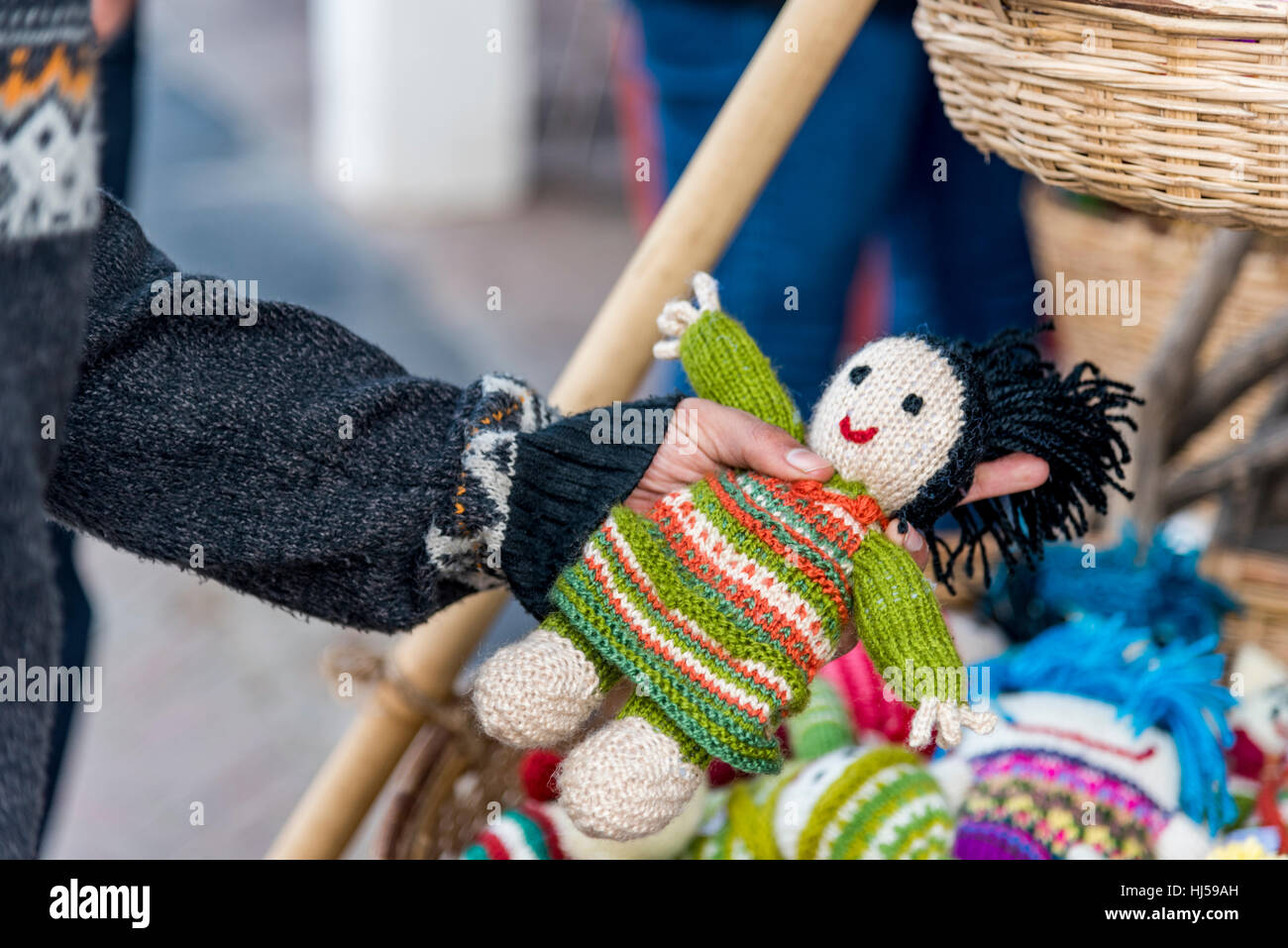Hand made soft toys for sale at a shop in New Delhi, India Stock Photo