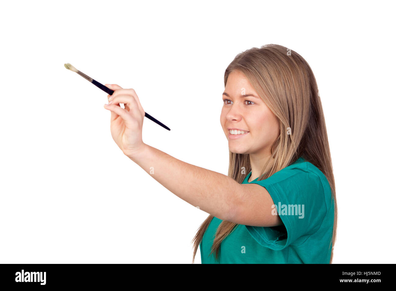 Teen girl brushing hair hi-res stock photography and images - Alamy
