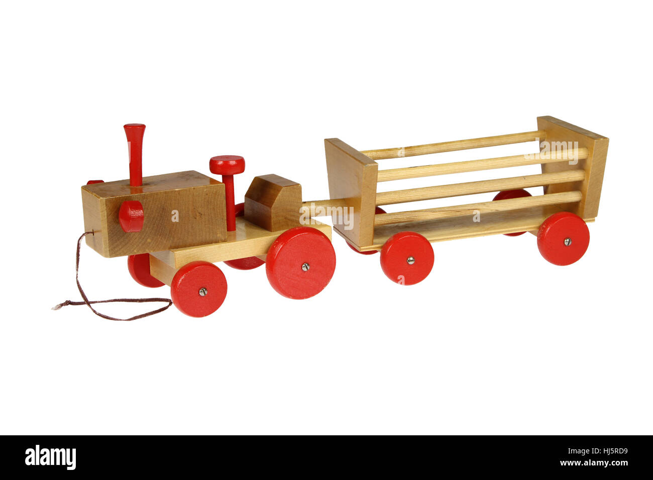 wooden toy tractor with trailer Stock Photo Alamy