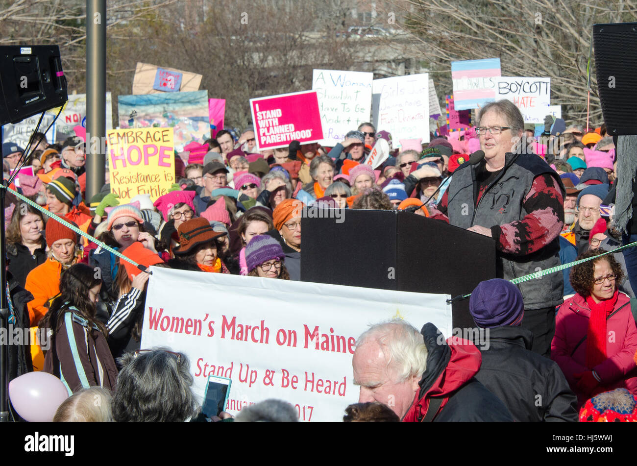 Augusta, Maine, USA. 21st Jan, 2017. Lois GalgayReckitt of the Maine