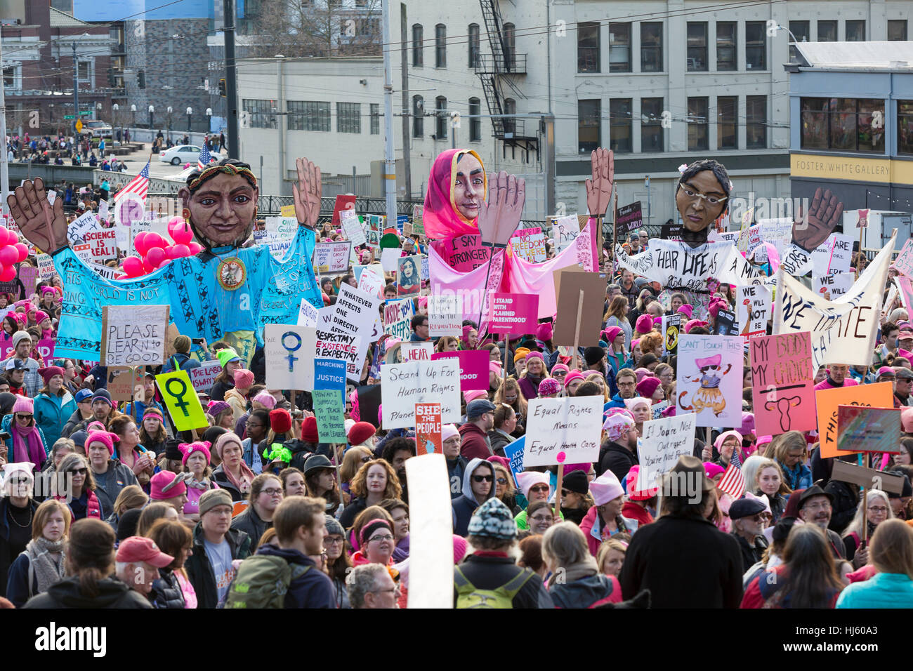 Seattle, United States. 21st Jan, 2017. Seattle, Washington Puppets of