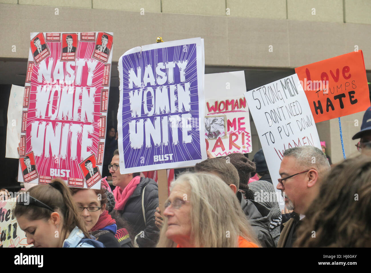 Washington DC, USA. 21st January, 2017. Women's march against the Trump agenda in Washington DC on January 21, 2017. Credit: Clare Coe/Alamy Live News Stock Photo