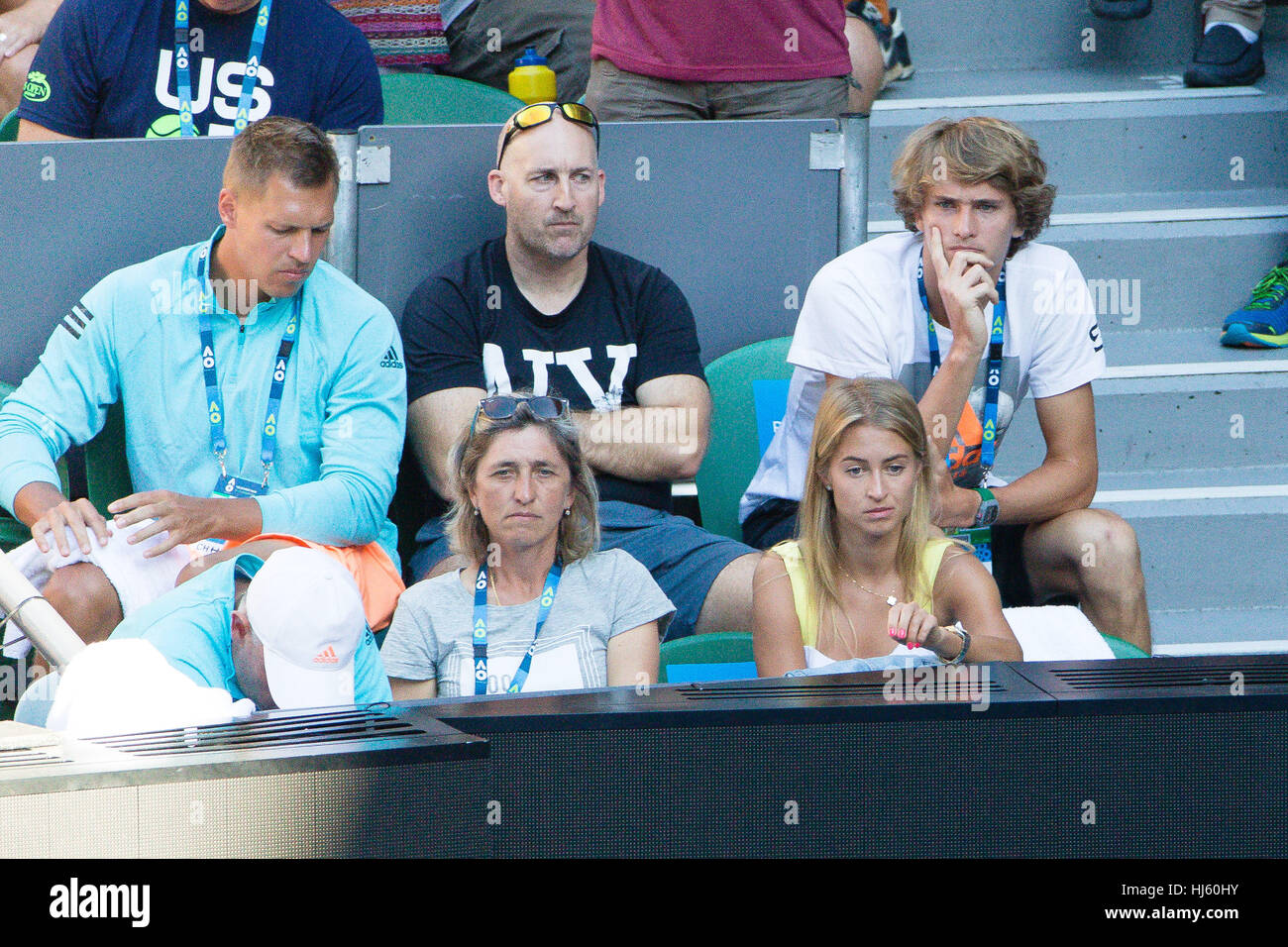 Melbourne, Australia. 22nd Jan, 2017. Alexander Zverev (R ...