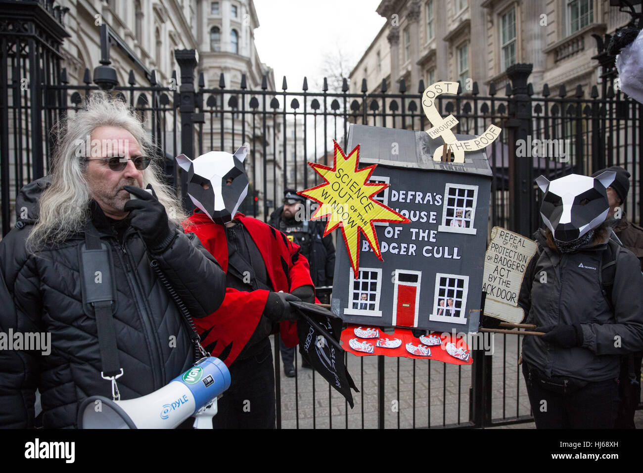 London, UK. 26th January, 2017. Animal rights campaigners march in remembrance of 10,866 badgers killed in the UK during the 2016 season. Credit: Mark Kerrison/Alamy Live News Stock Photo