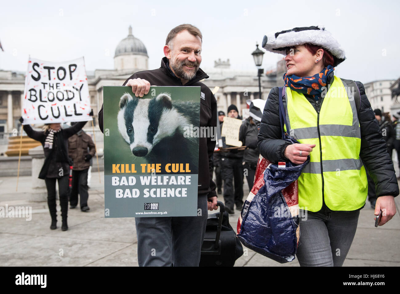 London, UK. 26th January, 2017. Animal rights campaigners march in remembrance of 10,866 badgers killed in the UK during the 2016 season. Credit: Mark Kerrison/Alamy Live News Stock Photo