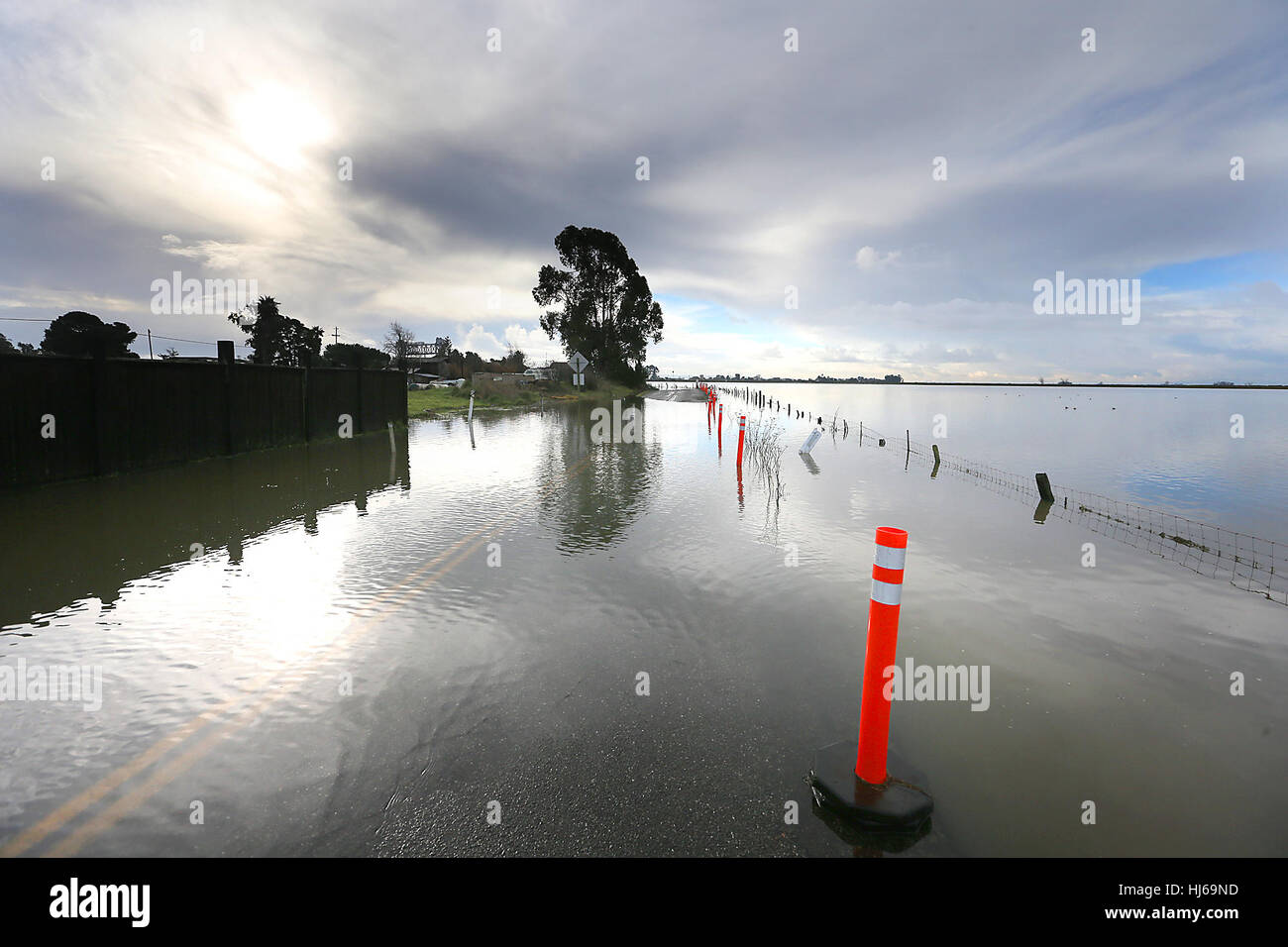 Napa, CA, USA. 23rd Jan, 2017. Recent storms has caused flooding on