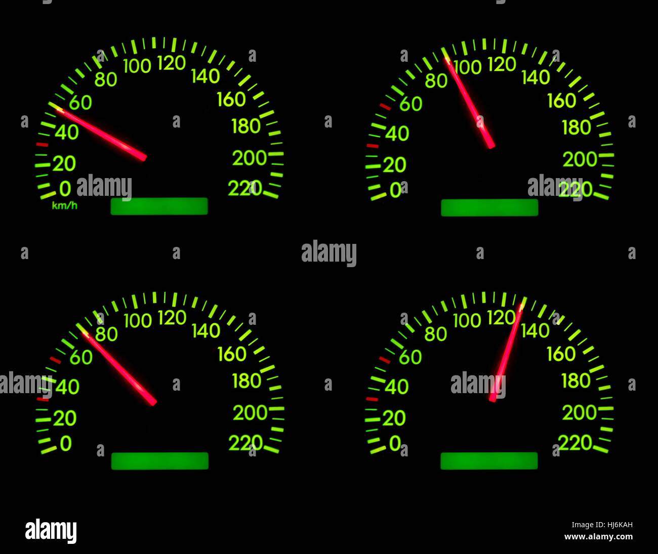 Set of speedometers showing different speeds Stock Photo - Alamy