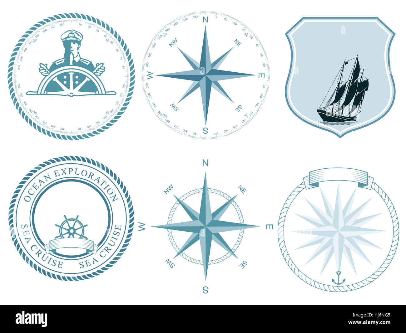 Traditional maritime Nautical labels Stock Photo