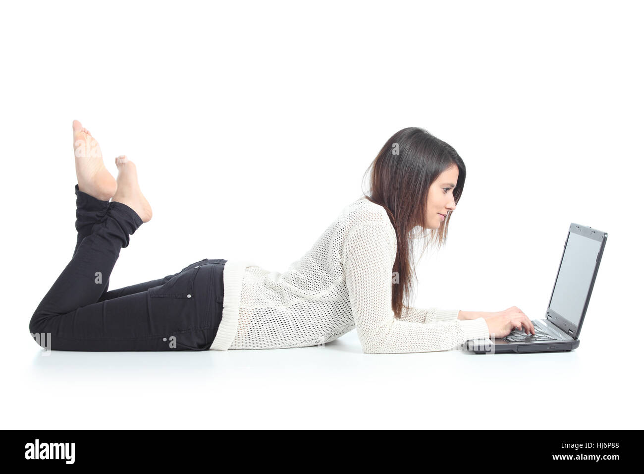 woman, laptop, notebook, computers, computer, teen, lie, lying, lies ...