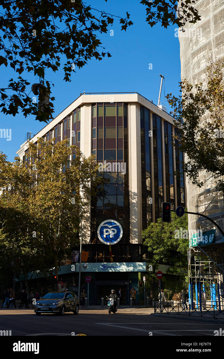 Partido Popular Headquarter, Génova Street, Madrid, Spain, Europe Stock Photo