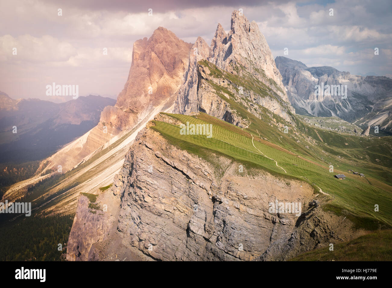 Seceda alpine pasture, South Tyrol, Italy Stock Photo