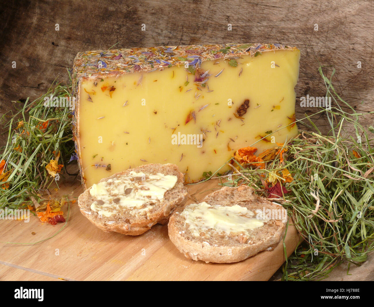 wildflowers cheese Stock Photo