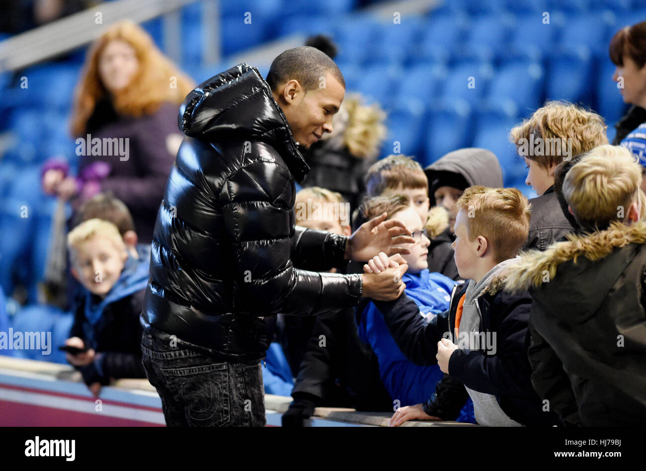 Boxer Chris Eubank Jnr meeting fans before the Sky Bet Championship match between Brighton and Hove Albion and Sheff Wednesday at the American Express Community Stadium in Brighton and Hove. January 20, 2017. Simon  Dack / Telephoto Images +44 7967 642437 Stock Photo