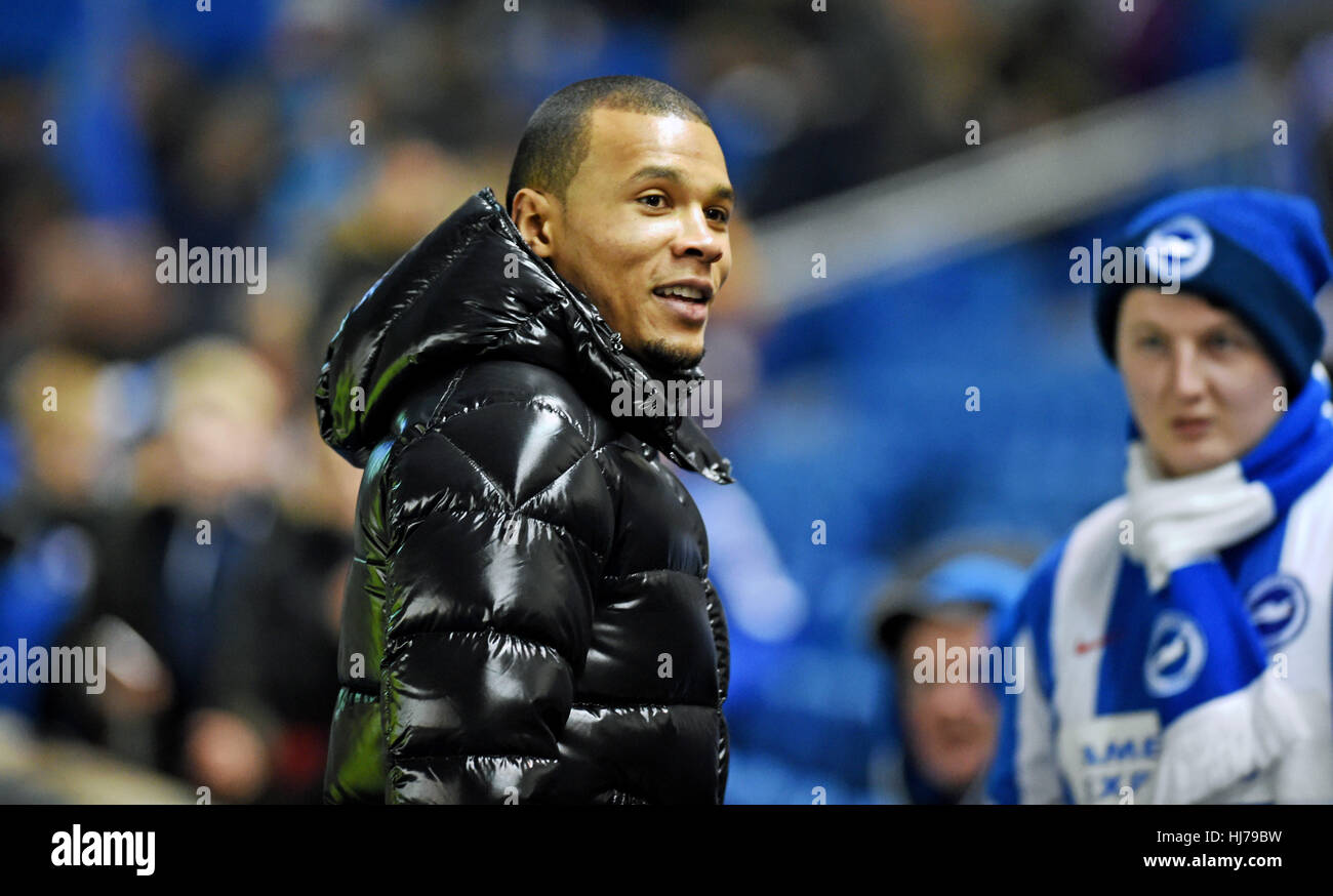 Boxer Chris Eubank Jnr meeting fans before the Sky Bet Championship match between Brighton and Hove Albion and Sheff Wednesday at the American Express Community Stadium in Brighton and Hove. January 20, 2017. Simon  Dack / Telephoto Images Stock Photo