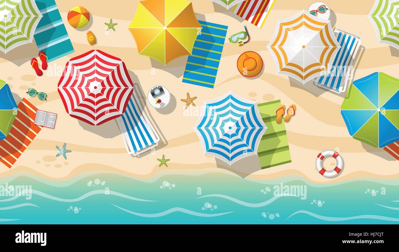 Seamless beach resort with colorful beach umbrellas, part 3 of 3 Stock ...