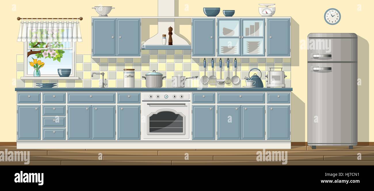 Illustration of a classic kitchen Stock Vector