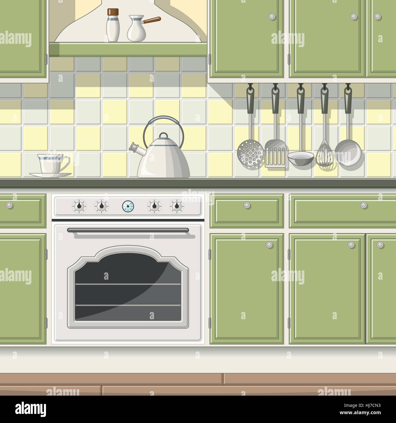 Illustration of a classic kitchen Stock Vector