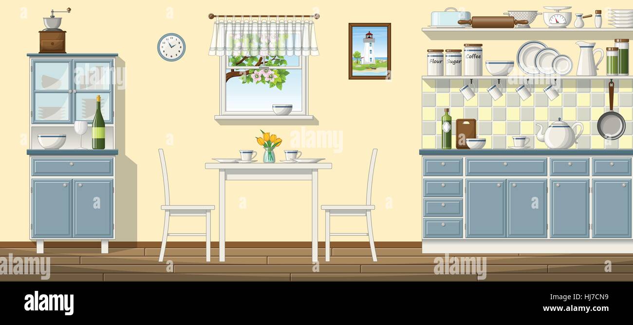 Illustration of a classic kitchen Stock Vector