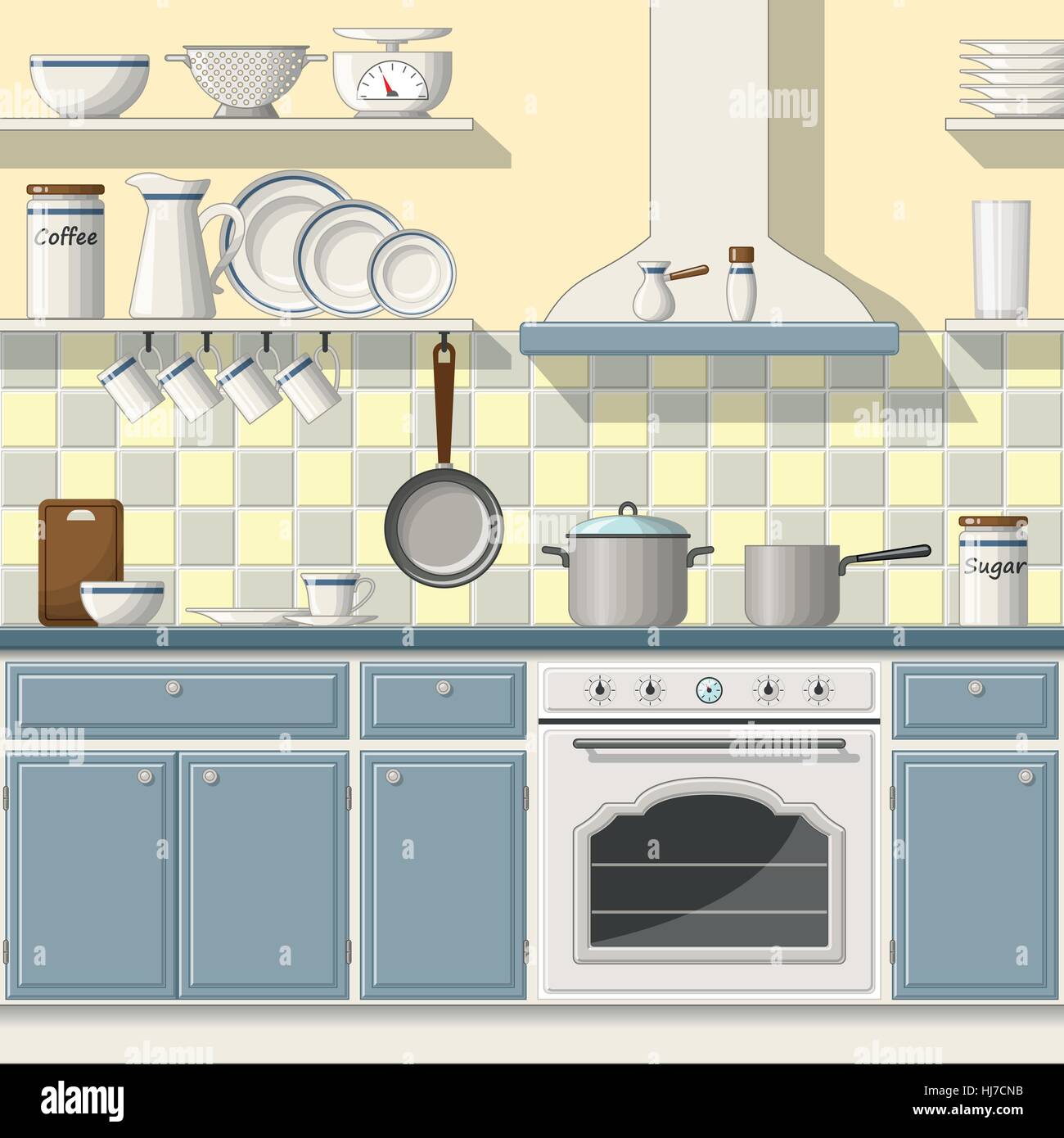 Illustrtion of a classic kitchen Stock Vector