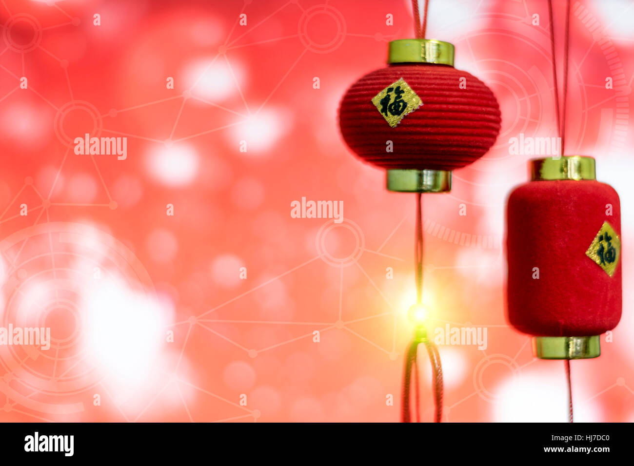 Chinese New Year decoration on a red background bokeh with chinese ...