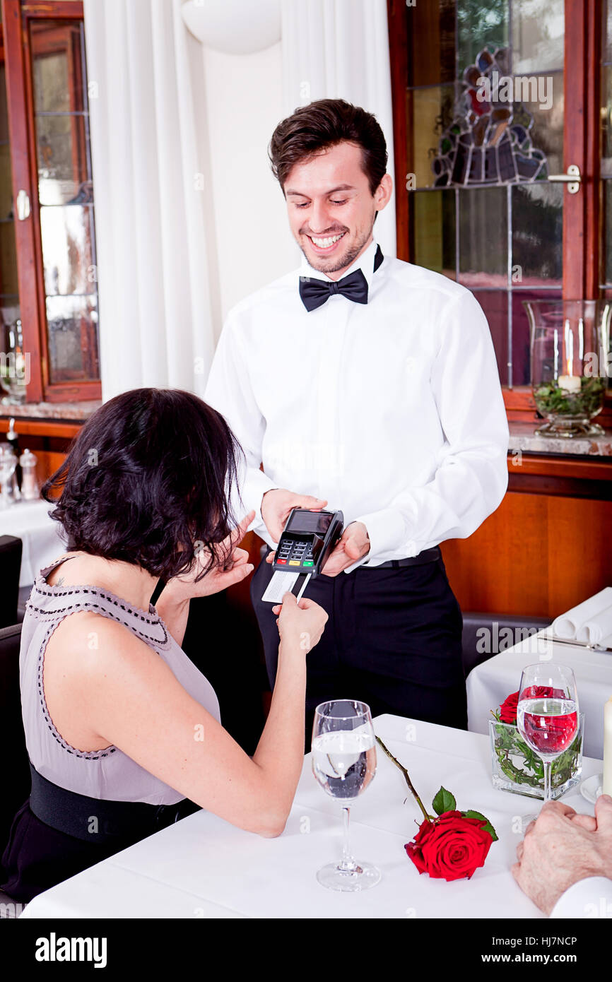 woman, restaurant, waiter, food, dish, meal, supper, dinner, group, man ...