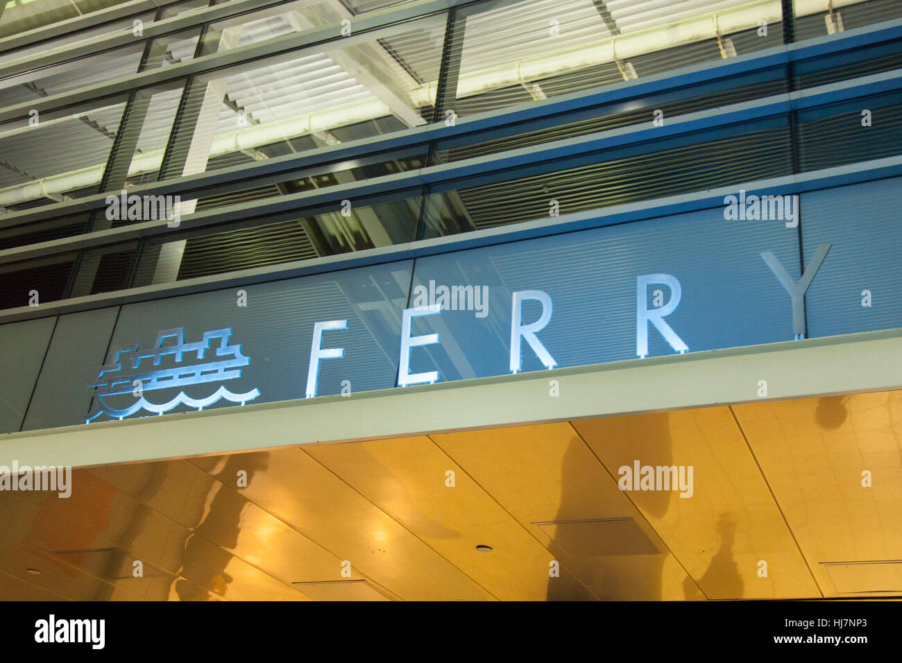 Ferry Sign, Staten island ferry terminal, New York, United States of