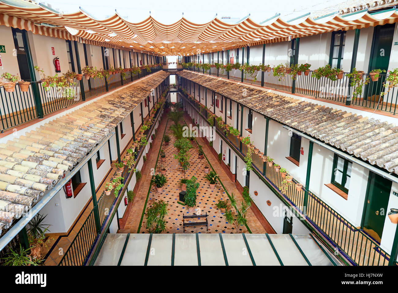 Patio, inner courtyard of the Hotel, Seville, Andalusia, Spain, Europe Stock Photo