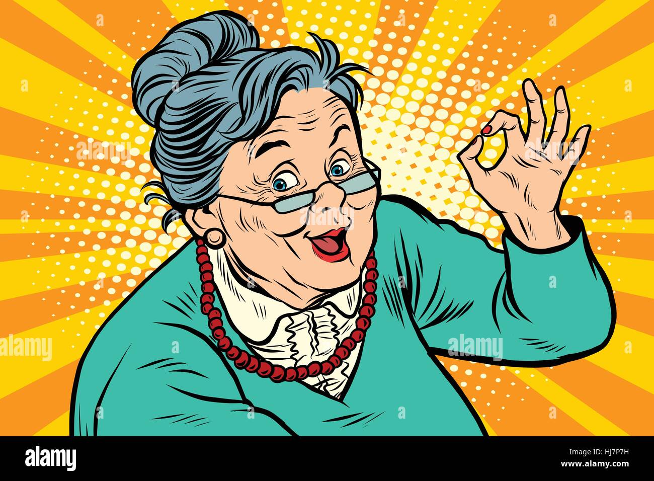 Grandma okay gesture, the elderly Stock Vector