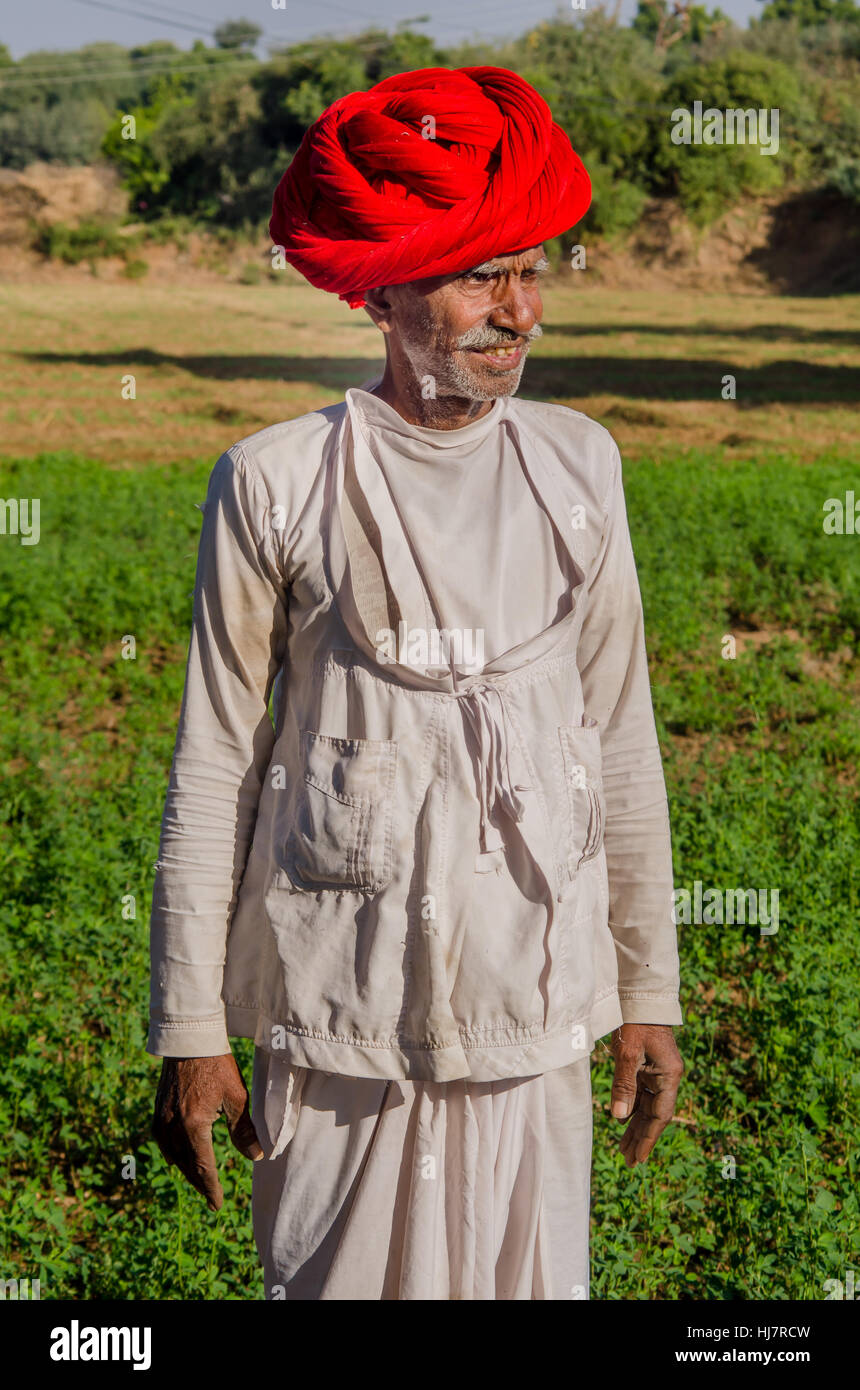 Indian farmer white turban in hi-res stock photography and images - Alamy