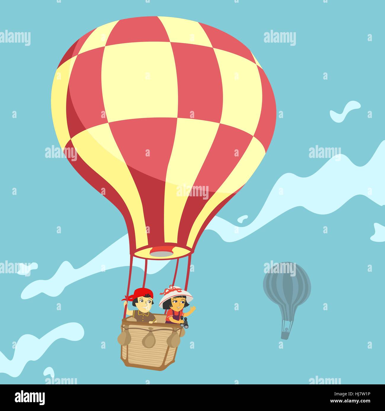 Children in a balloon Vector Illustration Stock Vector