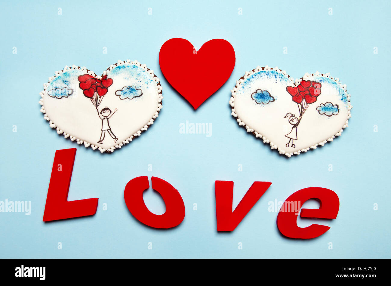 Gingerbread Hearts With Emotional Scenes Word Love Gingerbread Hearts With Emotional Scenes Word Love