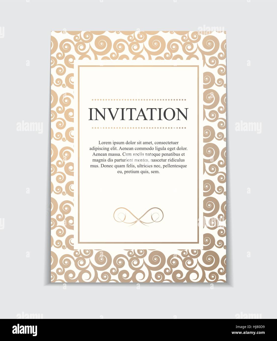 Vintage Wedding Invitation with Bow and Ribbon Template Vector I Stock ...