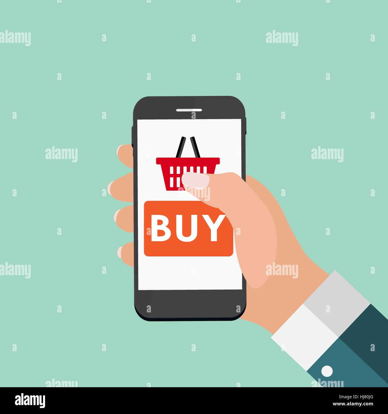 Online Shopping Flat Concept for Web Marketing. Vector Illustrat Stock Vector