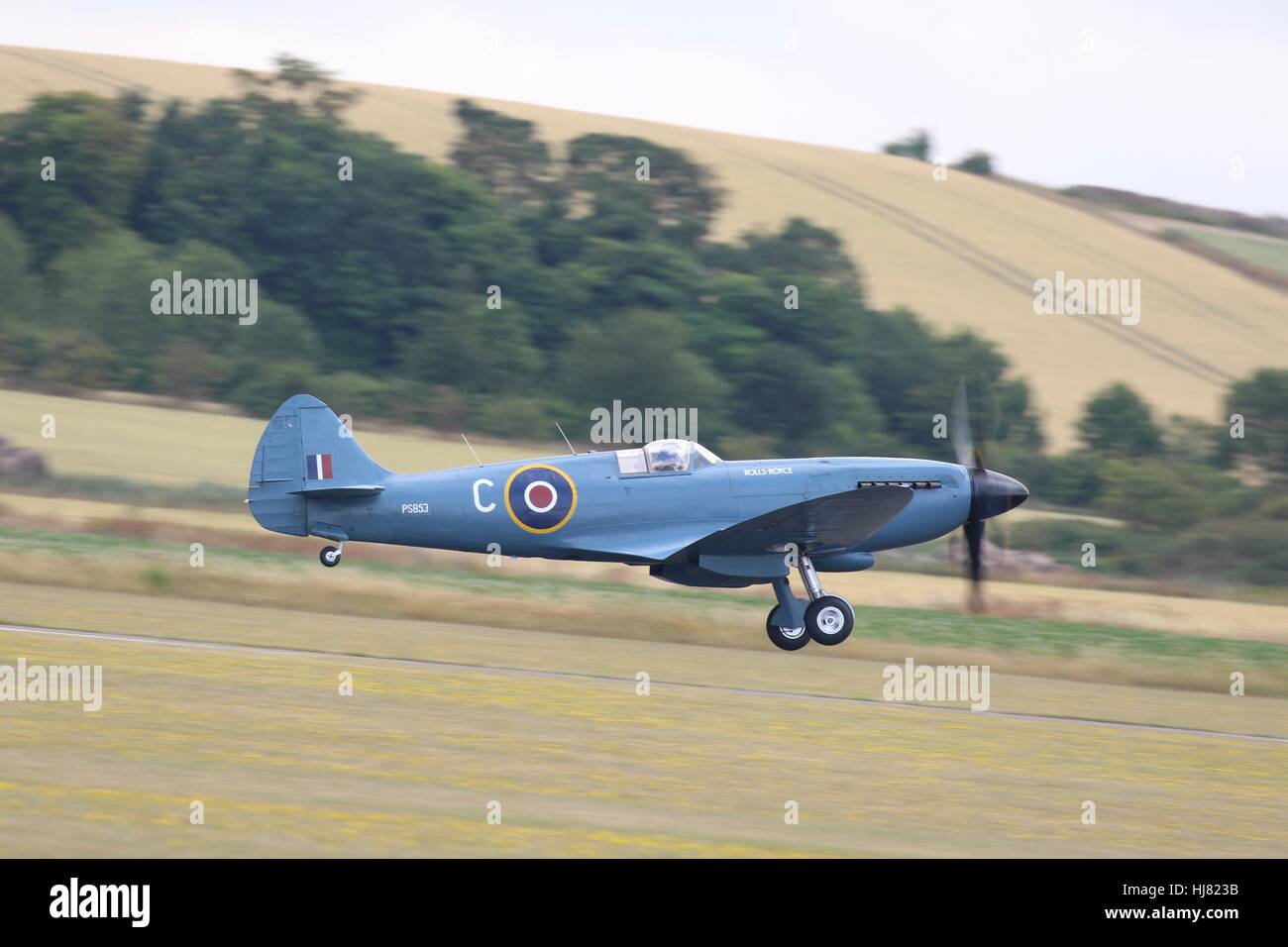 Supermarine Spitfire Mk XIX PS853 owned by Rolls Royce Stock Photo