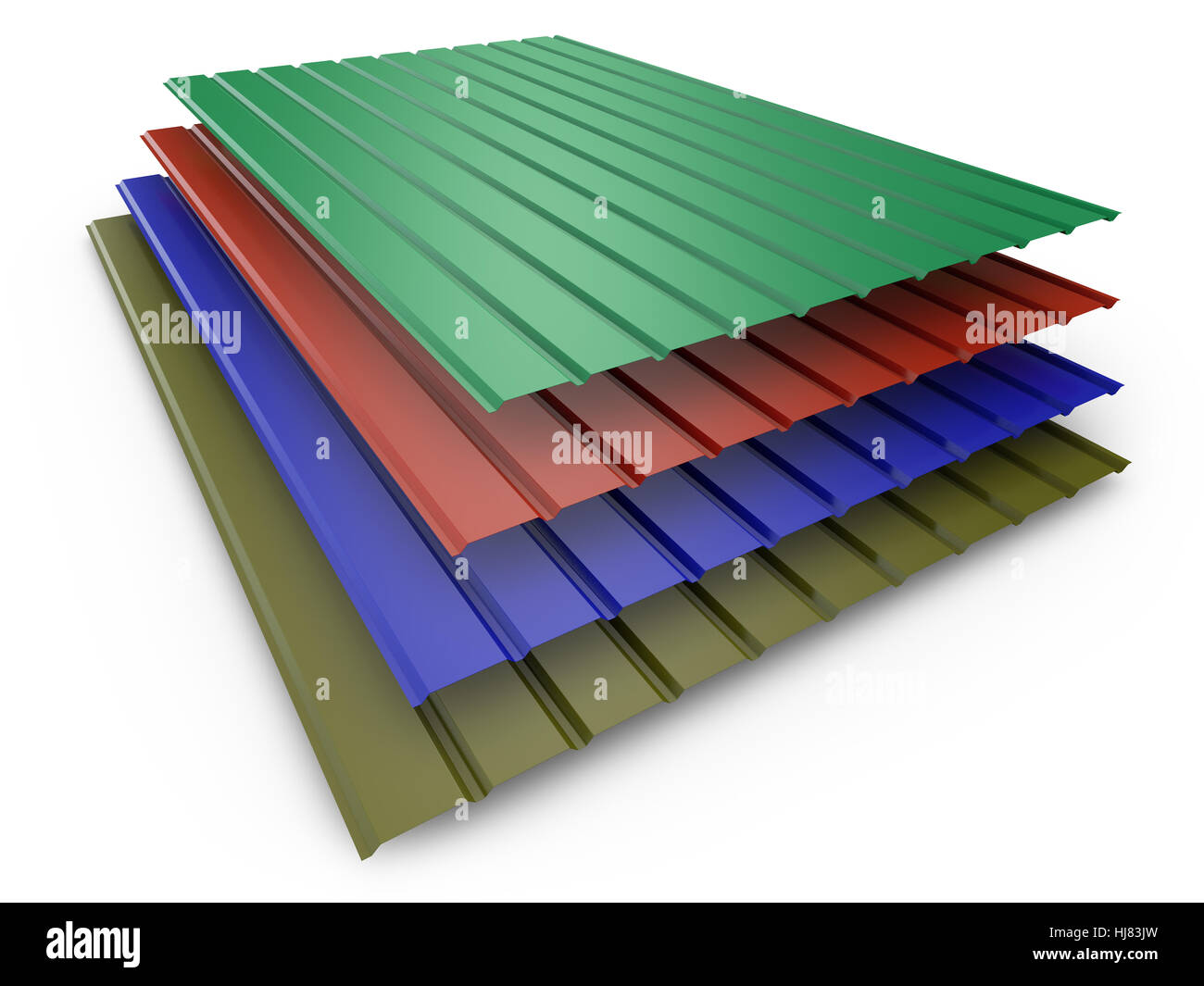 Row of multicolored corrugated metal sheets for roofing on display stand  Stock Photo by aowsakornprapat