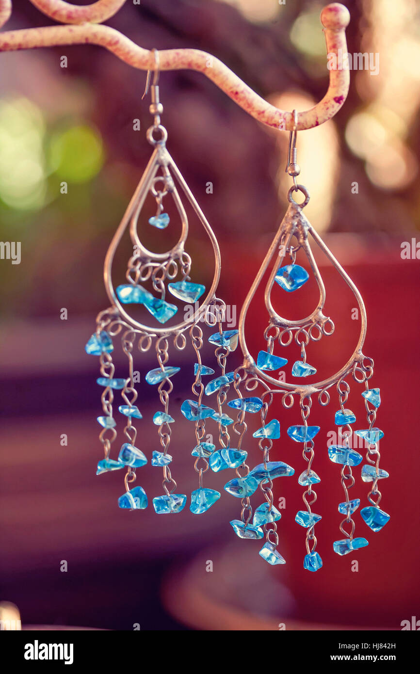 Beautiful earrings in boho style Stock Photo Alamy