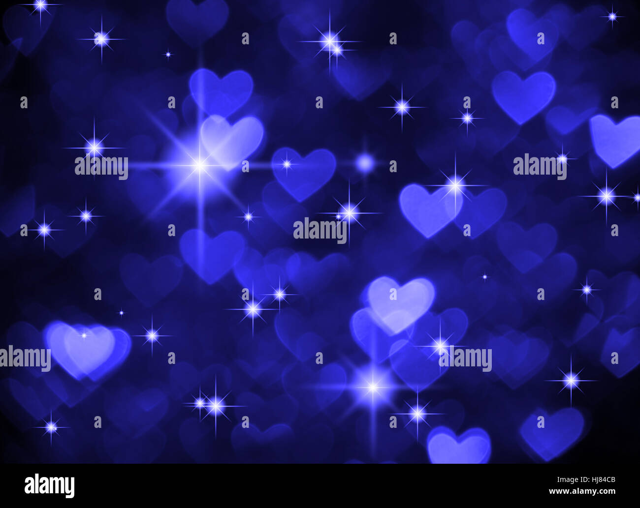 Heart background boke photo, dark blue color. Abstract holiday, celebration and valentine backdrop. Stock Photo