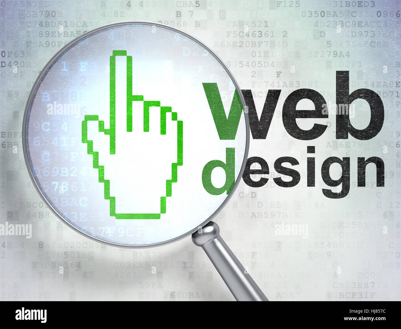 Web design concept: Mouse Cursor and Web Design with optical glass ...