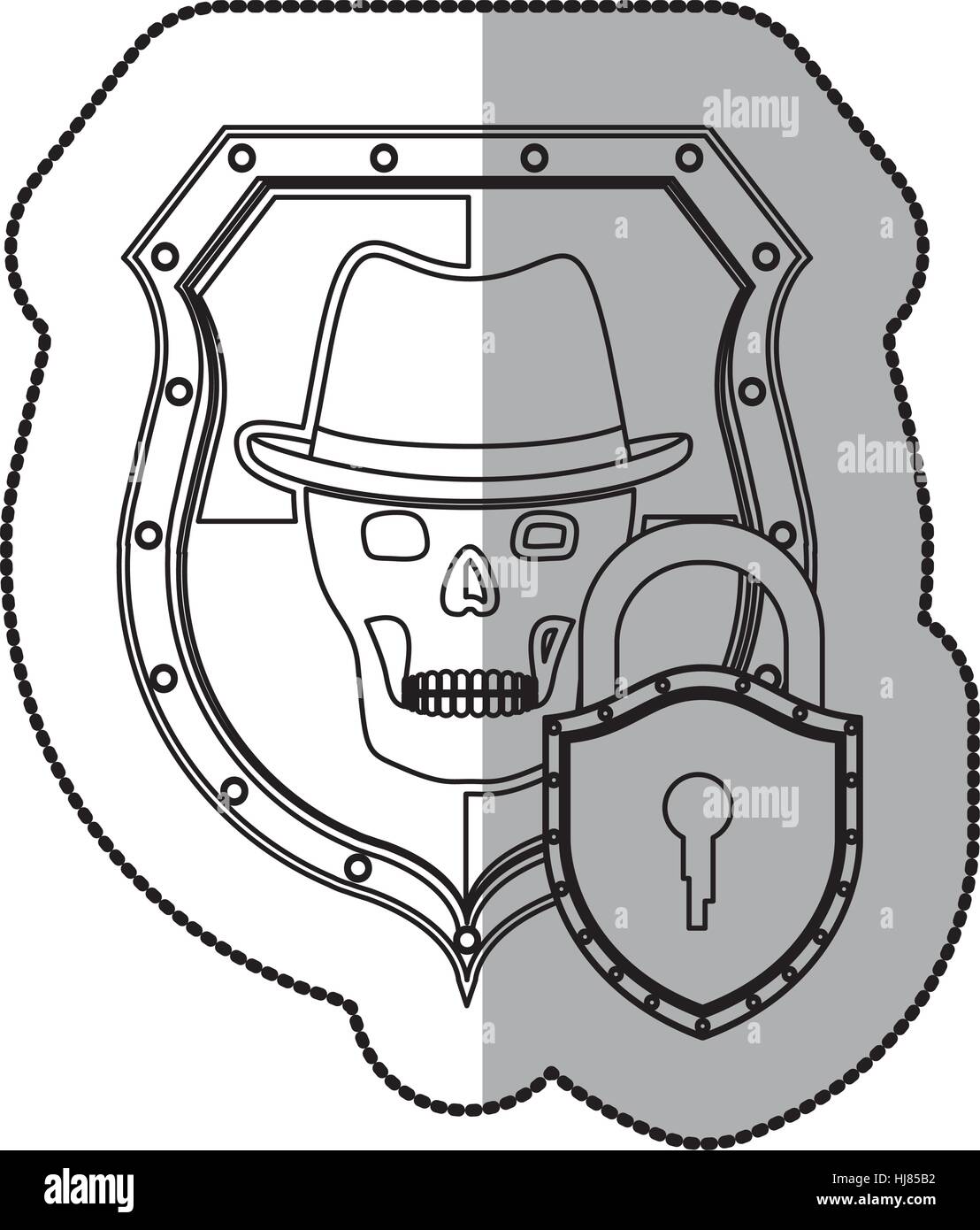 Skull on shield icon vector illustration graphic design Stock Vector ...