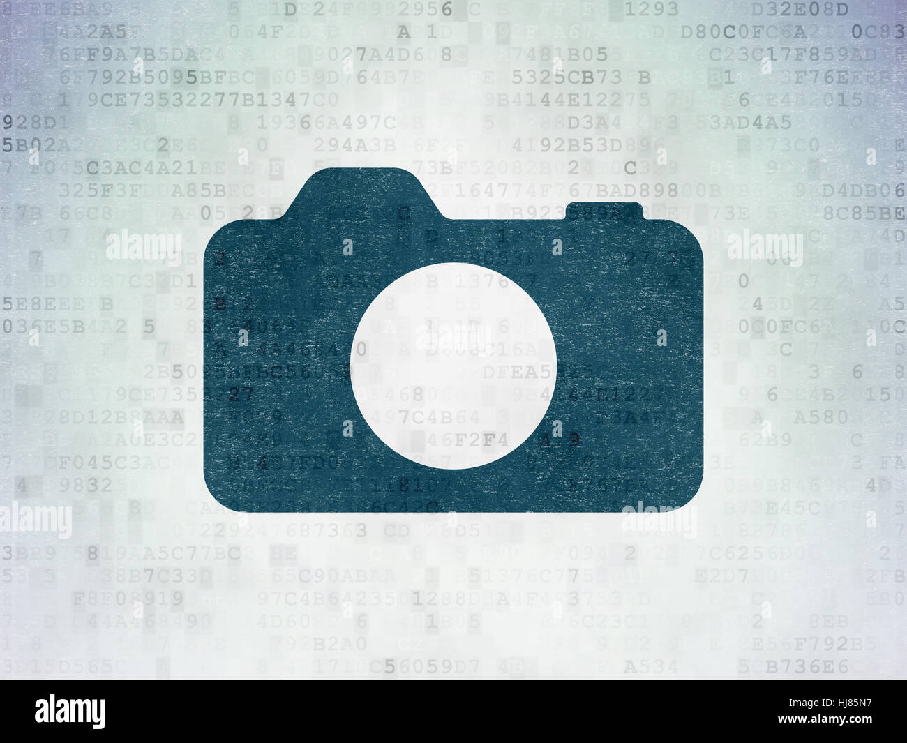 Travel concept: Photo Camera on Digital Data Paper background Stock ...