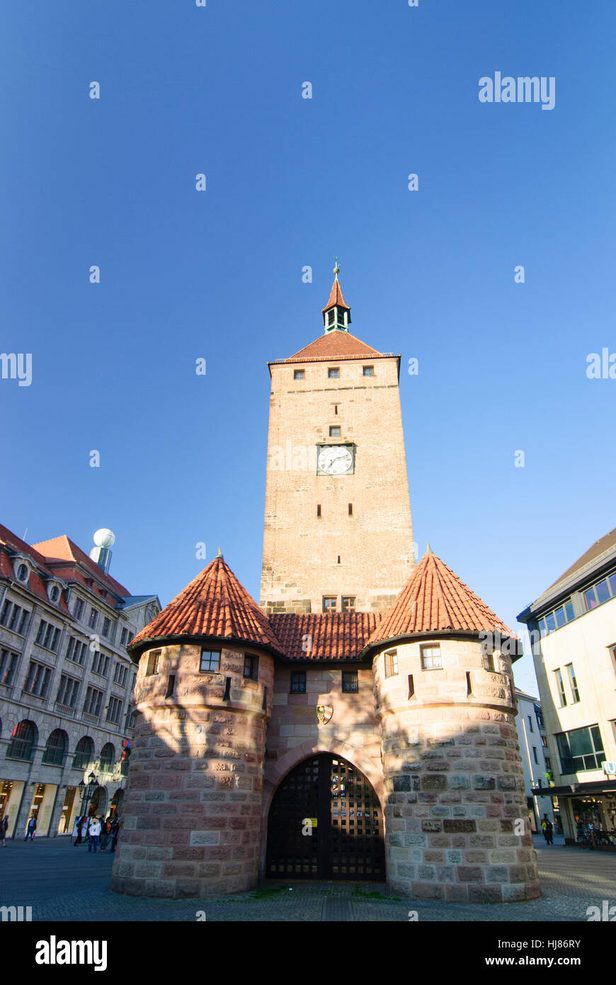 Nürnberg, Nuremberg: old town; White Tower, Mittelfranken, Middle Franconia, Bayern, Bavaria, Germany Stock Photo