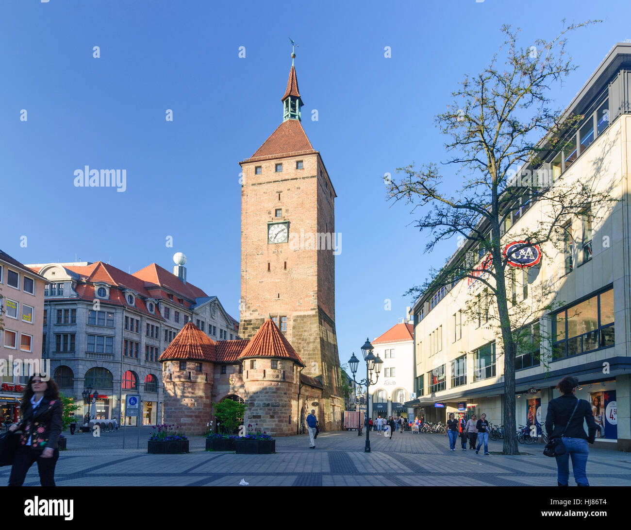 Nürnberg, Nuremberg: old town; White Tower, Mittelfranken, Middle Franconia, Bayern, Bavaria, Germany Stock Photo