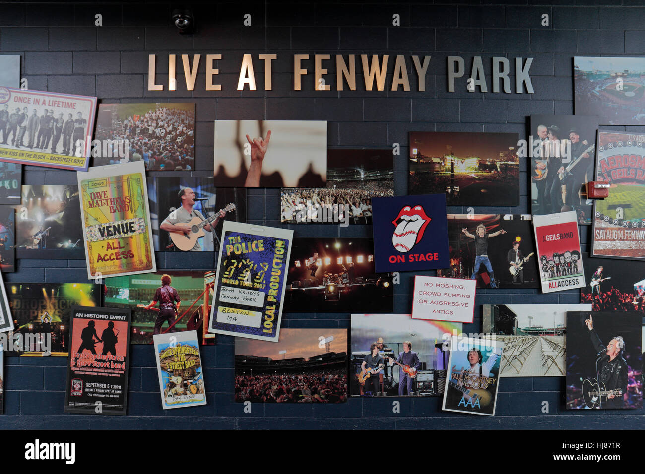 The Live At Fenway Park memorial wall Fenway Park, home of the Boston Red Sox, Boston, MA, United States. Stock Photo