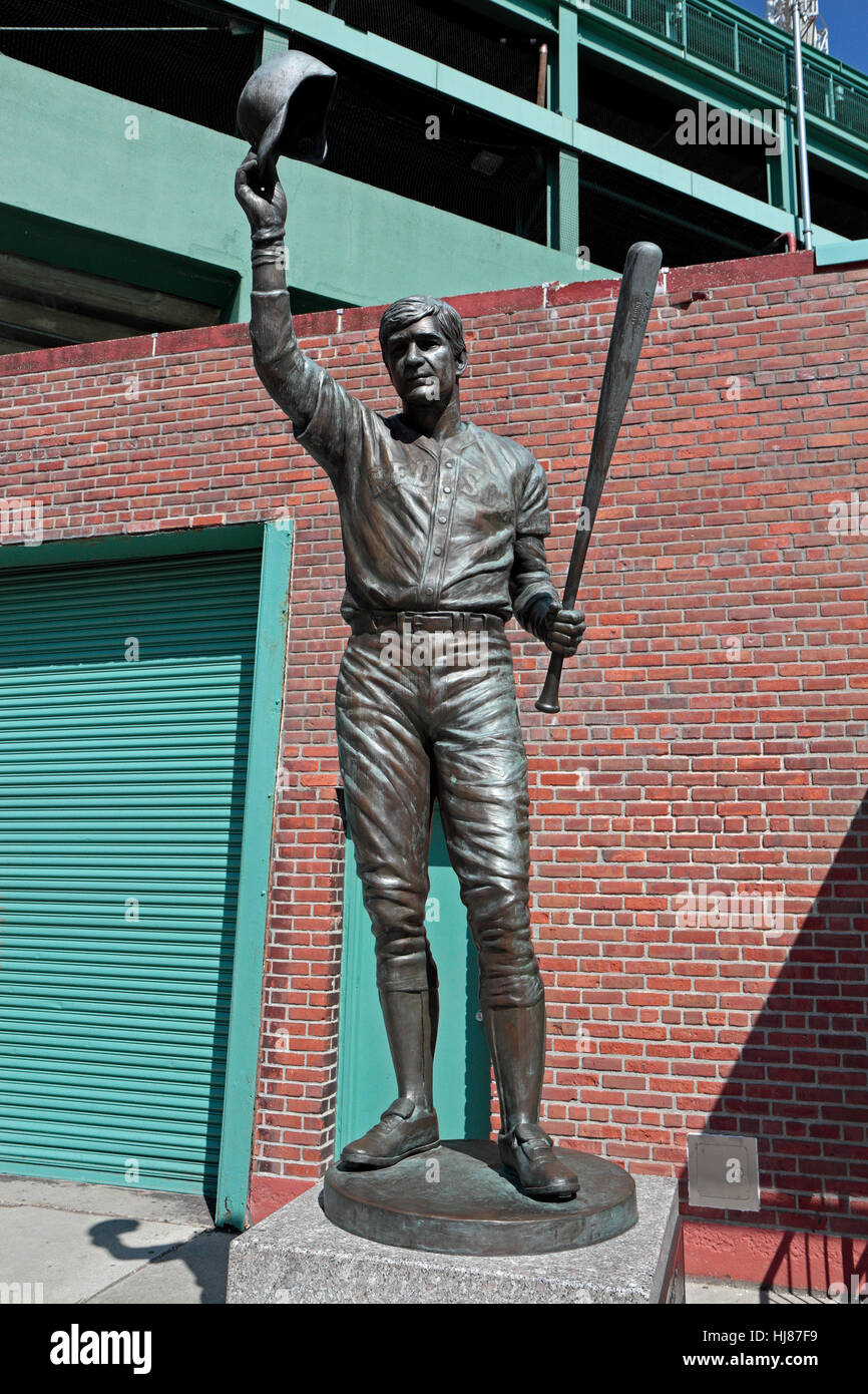 Statue of Carl Yastrzemski outside Fenway Park, home of the Boston Red Sox, Boston, MA, United States. Stock Photo
