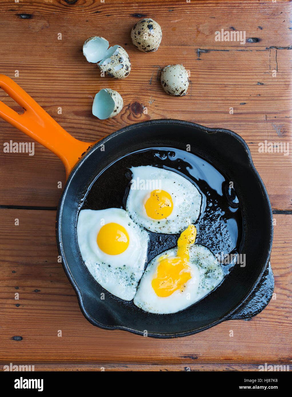 Fried miniature quail eggs Stock Photo Alamy