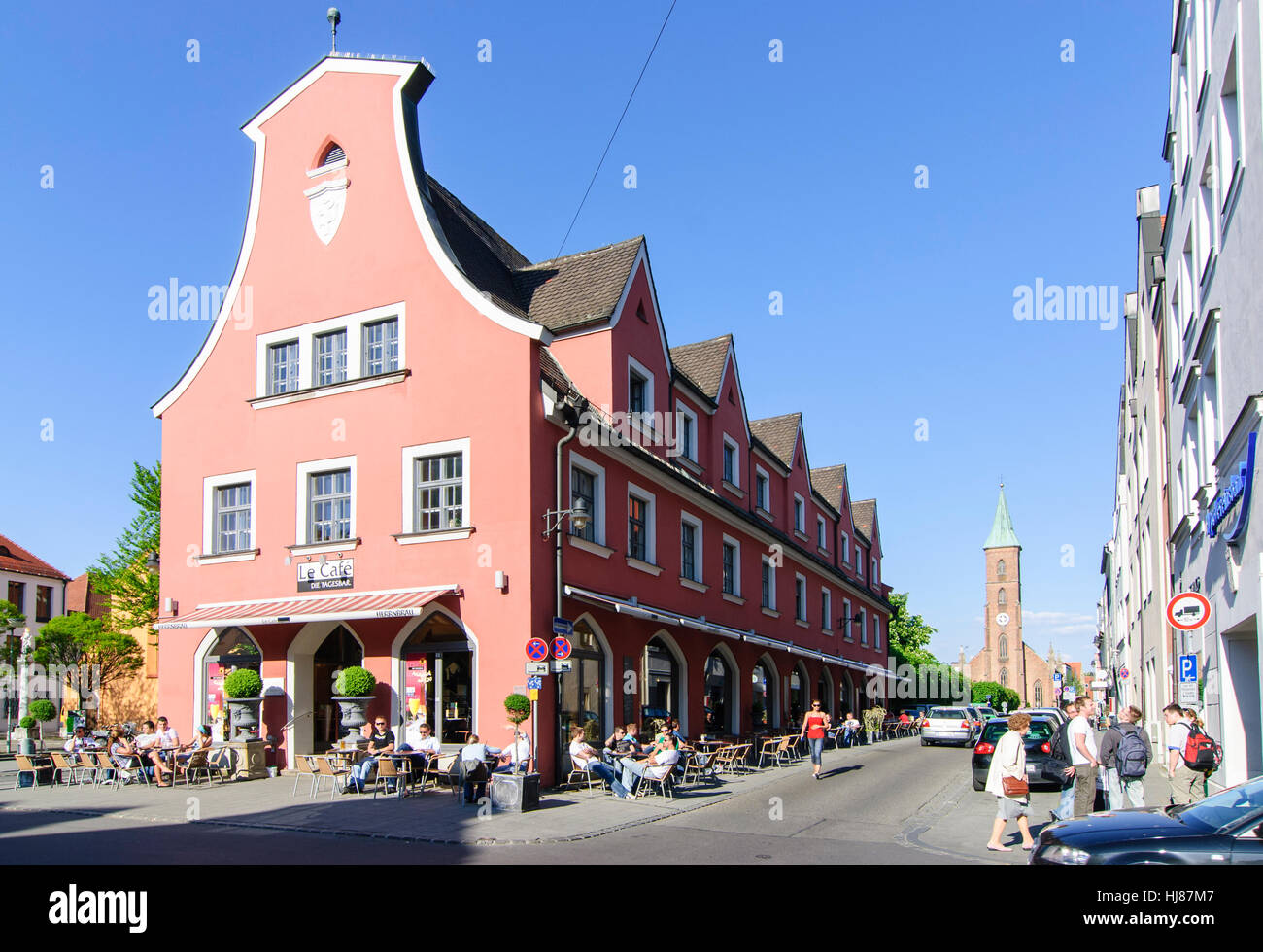 Ingolstadt: Old town; Schrannenstraße and St. Matthew's Church, Oberbayern, Upper Bavaria, Bayern, Bavaria, Germany Stock Photo