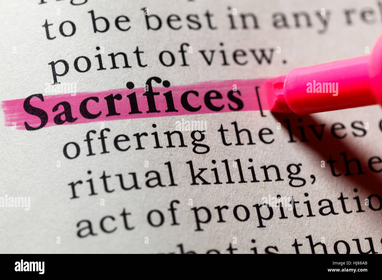 Fake Dictionary, Dictionary definition of the word sacrifices