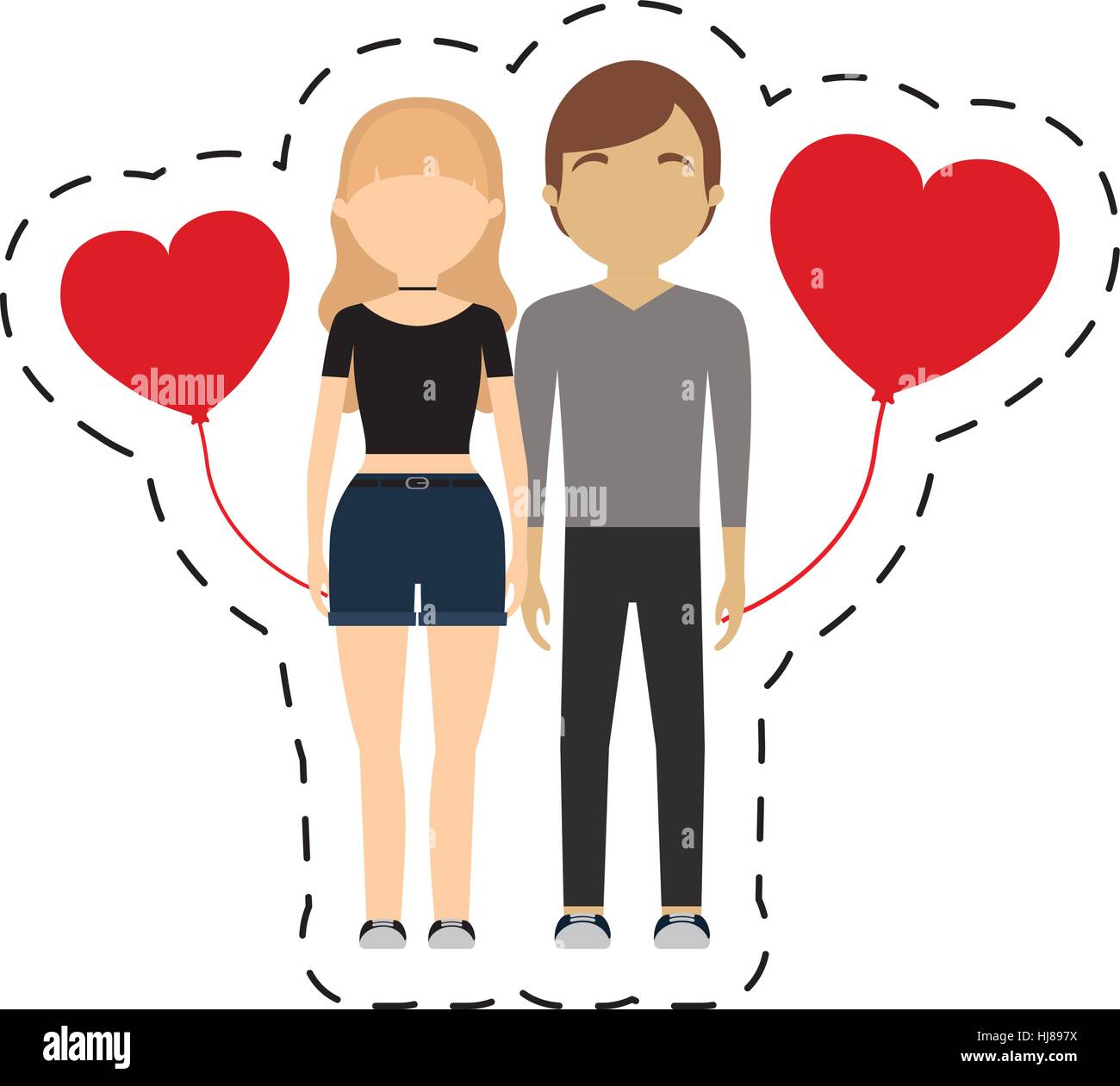 couple romantic symbol red hearts balloon vector illustration eps 10 ...
