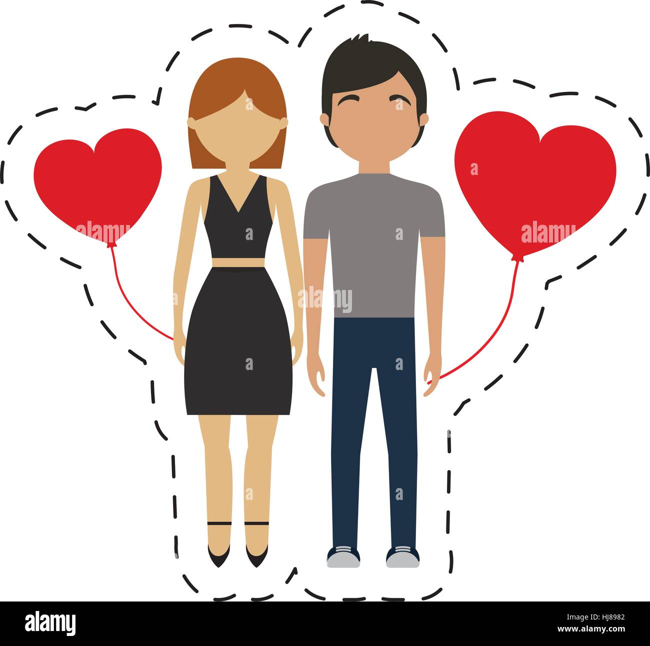 couple together red hearts balloon vector illustration eps 10 Stock ...